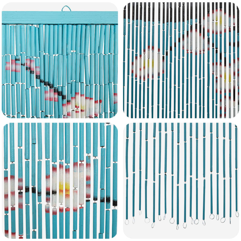 Modern gordijn van bamboe met Sakura bloemen design 90x200 cm - blauw, wit en roze