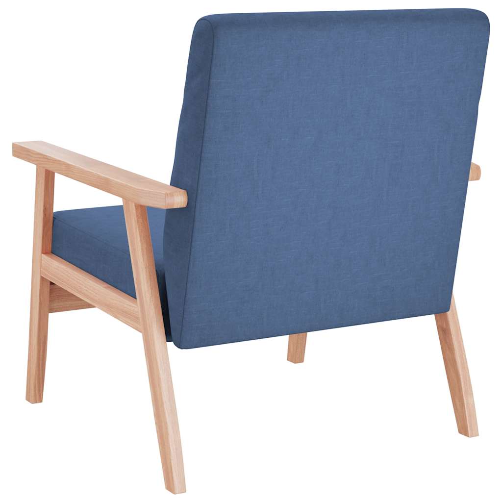 Vintage fauteuil van hout en stof - blauw