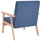 Vintage fauteuil van hout en stof - blauw