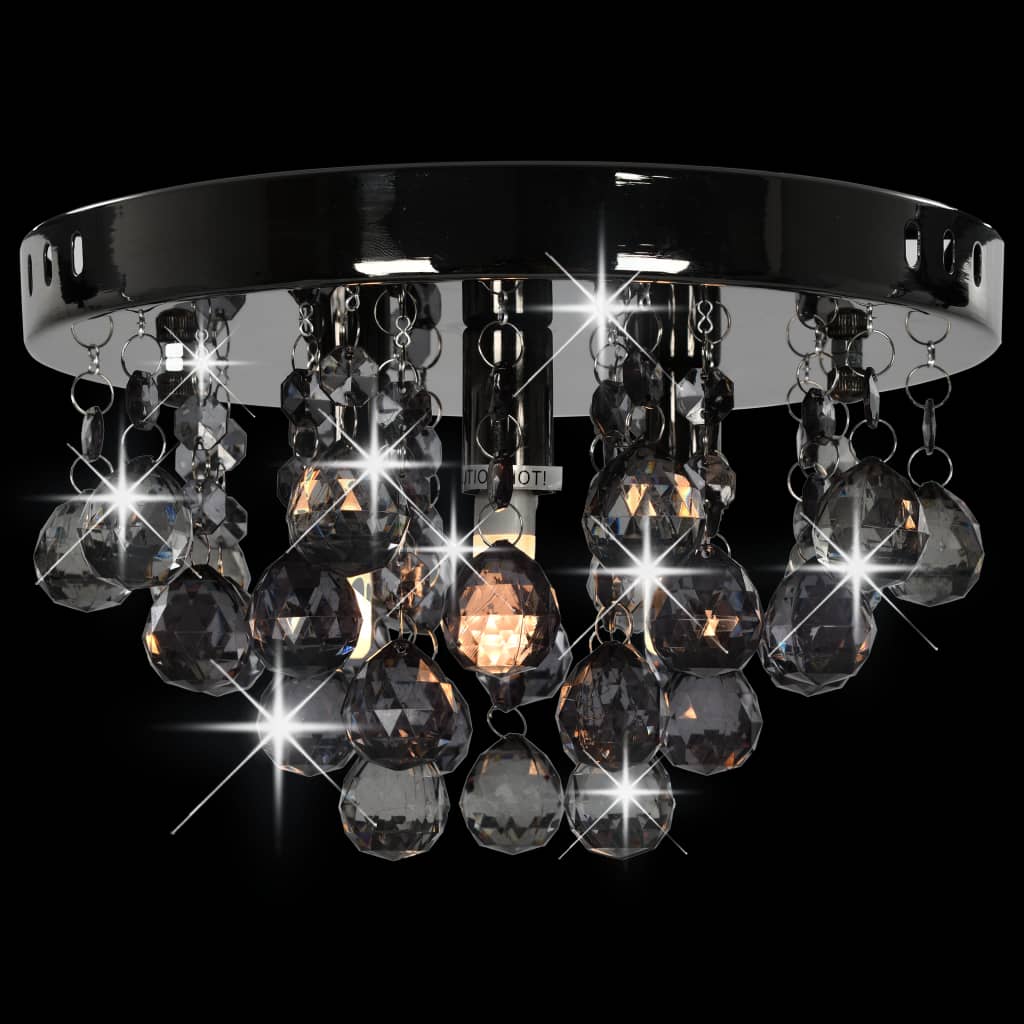 Plafondlamp kroonluchter met kunststof kristallen - transparant of zwart