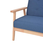 Vintage fauteuil van hout en stof - blauw