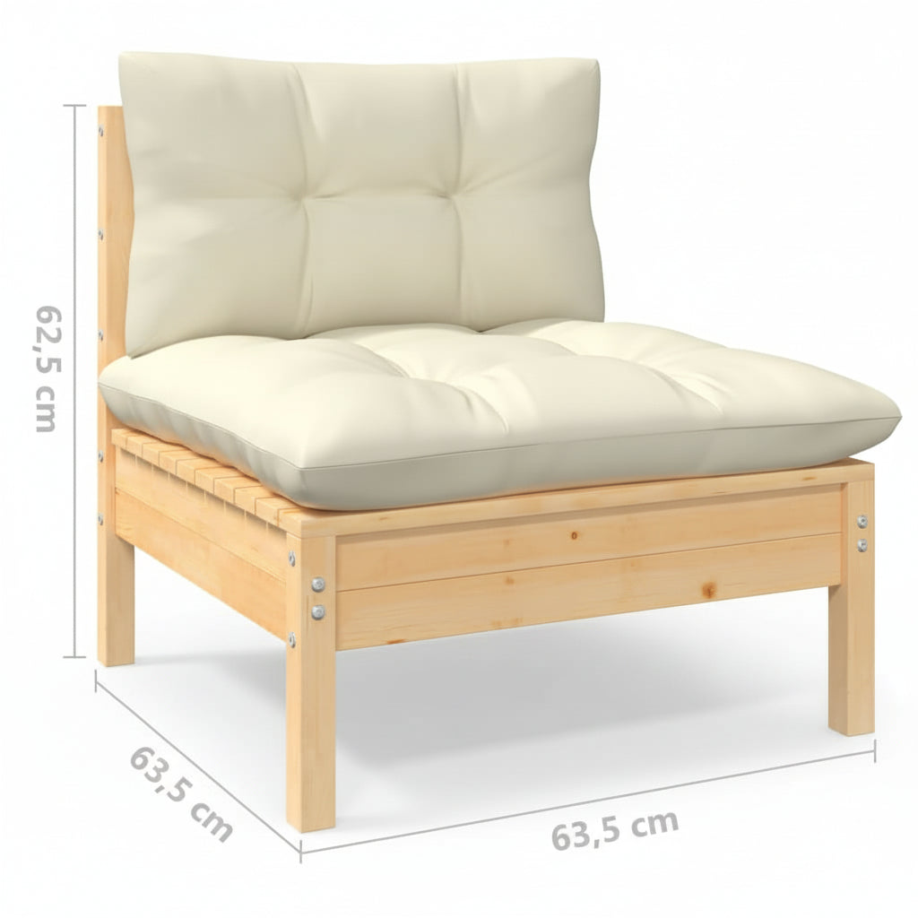 Modulaire tuinbank 2-zits met rugleuning van massief grenenhout - bruin of wit