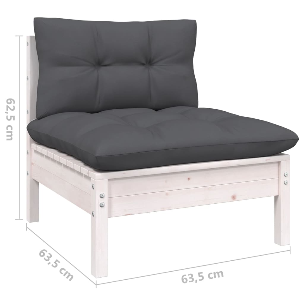Modulaire tuinbank 2-zits met rugleuning van massief grenenhout - bruin of wit