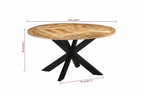 Ronde eettafel van massief ruw mango hout en metaal Ø 150 cm - bruin en zwart