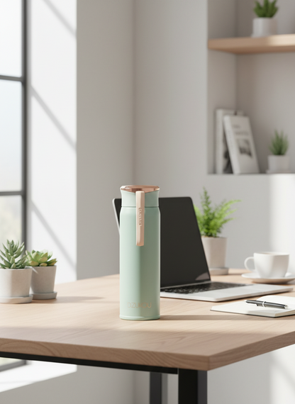 Thermos fles roestvrij staal en lekvrij 450 ml - turquoise