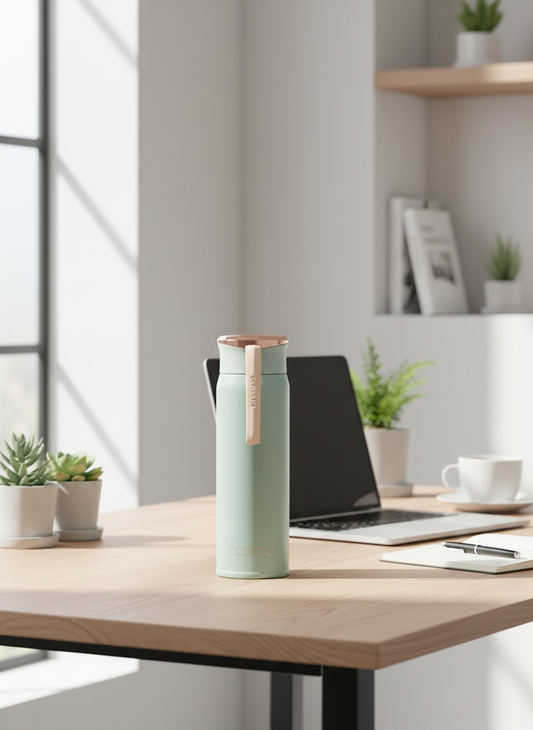 Thermos fles roestvrij staal en lekvrij 450 ml - turquoise