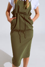 Khaki overall dress - 100% cotton