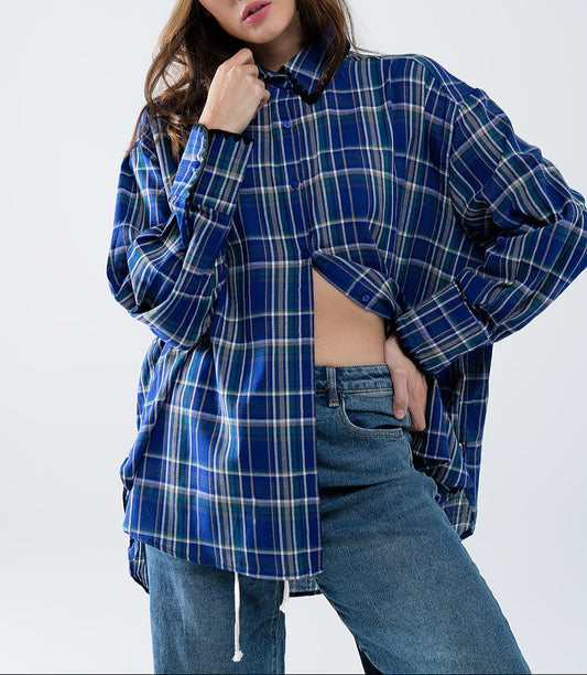 Lumberjack oversized shirt blauw - 100% katoen