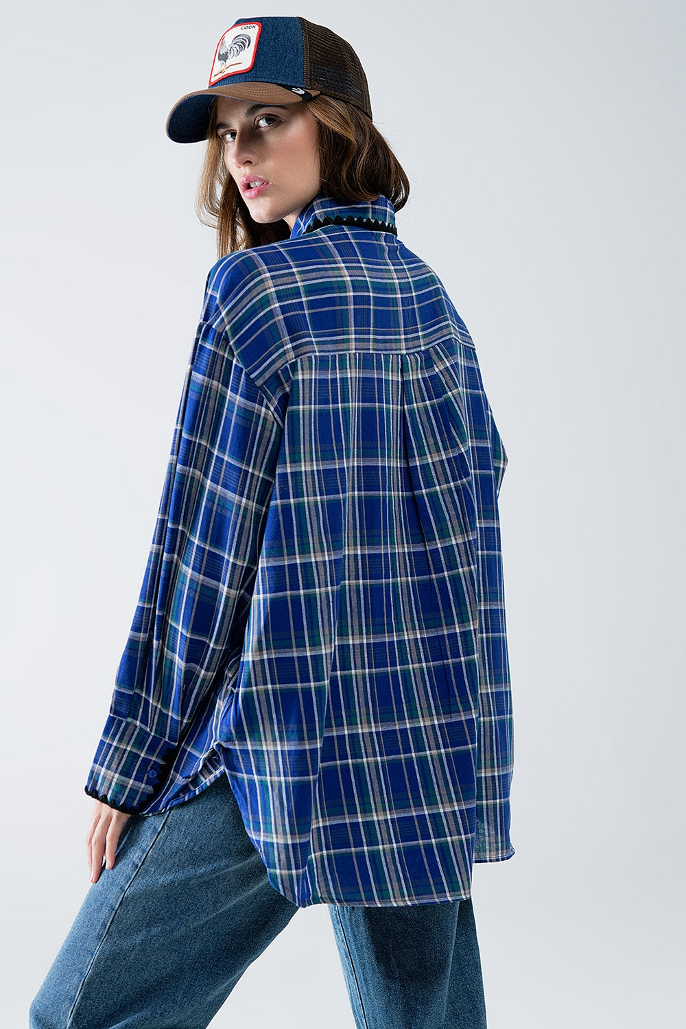 Lumberjack oversized shirt blouse met knopen blauw - 100% katoen