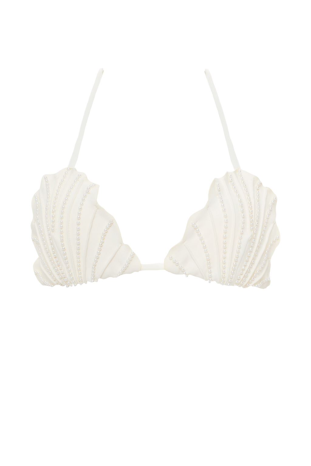 Designer schelp triangel bikini handgemaakt - wit