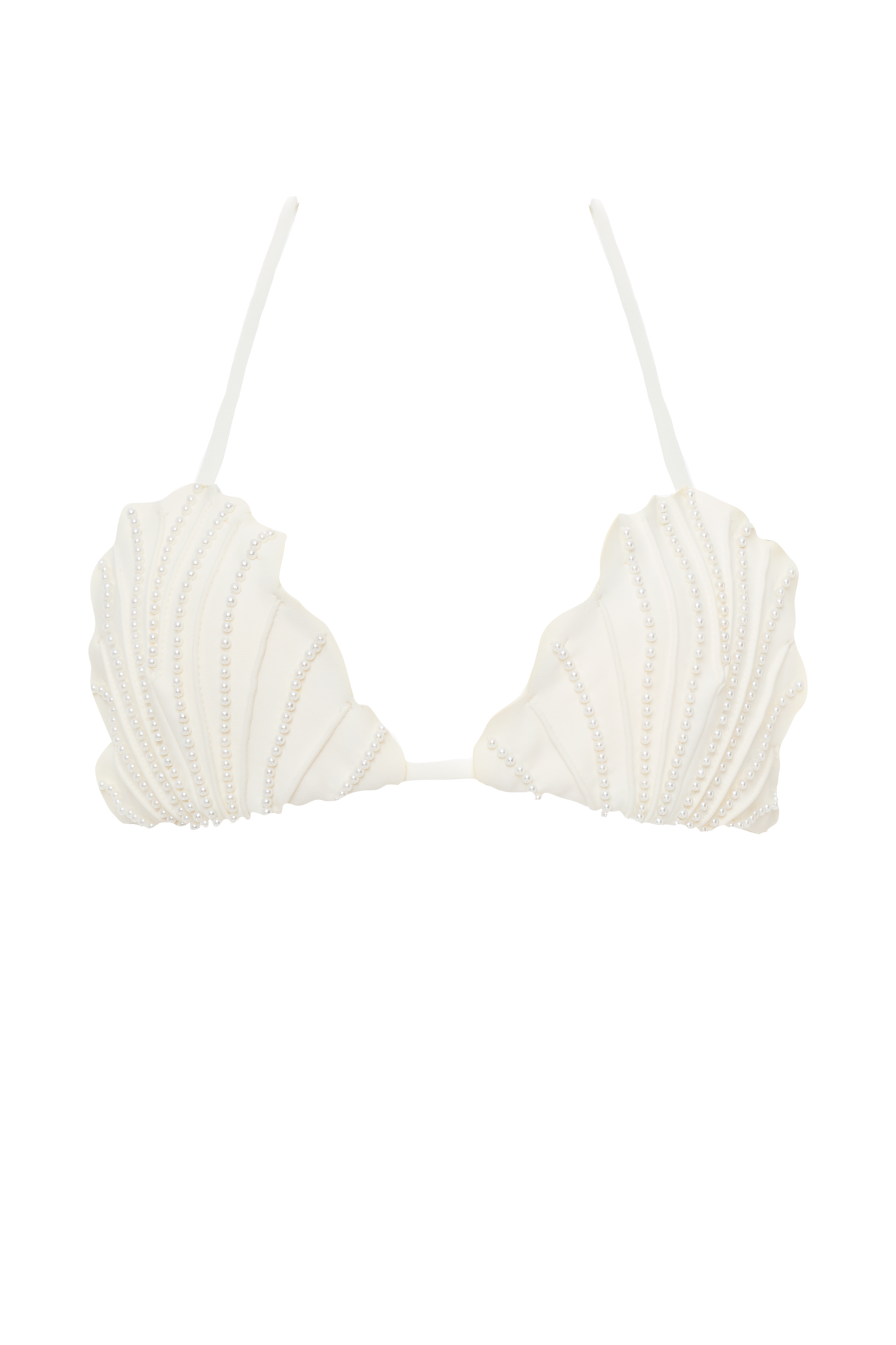 Designer schelp triangel bikini handgemaakt - wit