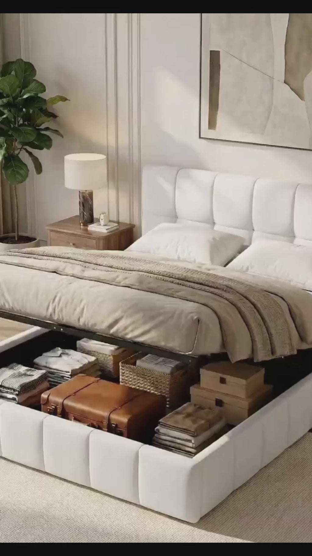 Bedframe gestoffeerd met mechanisme voor opbergruimte - meerdere maten en kleuren