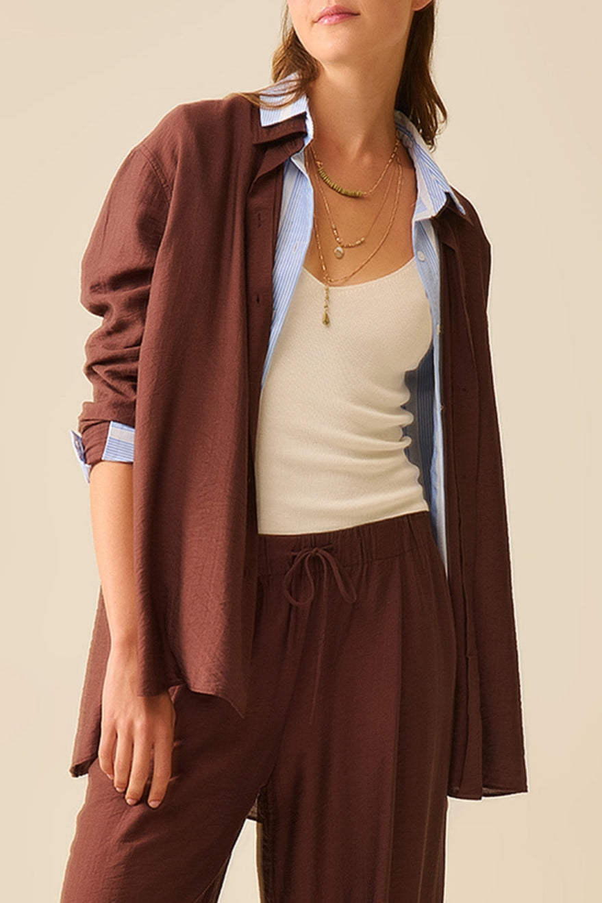 Relaxed fit blouse - chocolate brown