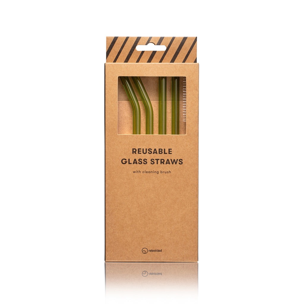 Glazen rietjes herbruikbaar - transparant of groen