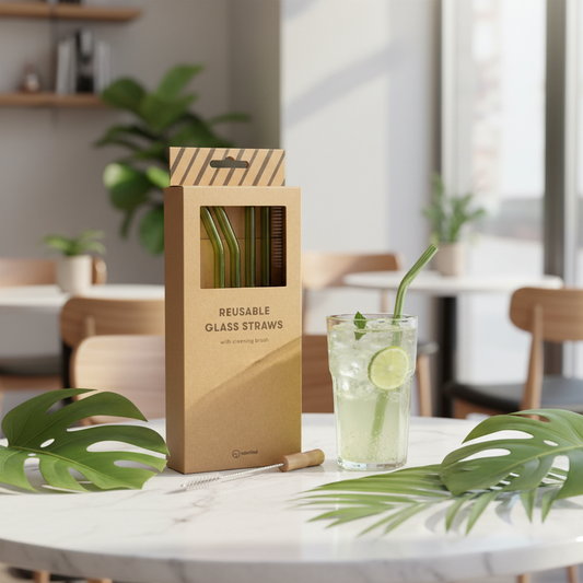 Glazen rietjes herbruikbaar - transparant of groen