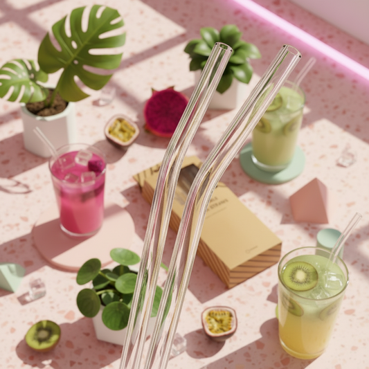 Glazen rietjes herbruikbaar - transparant of groen