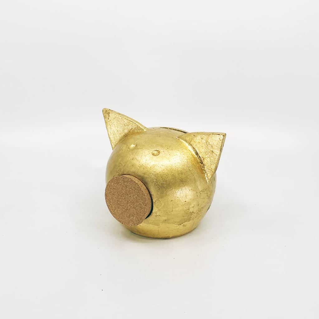 Handgemaakt keramische spaarpot varkentje  - goud