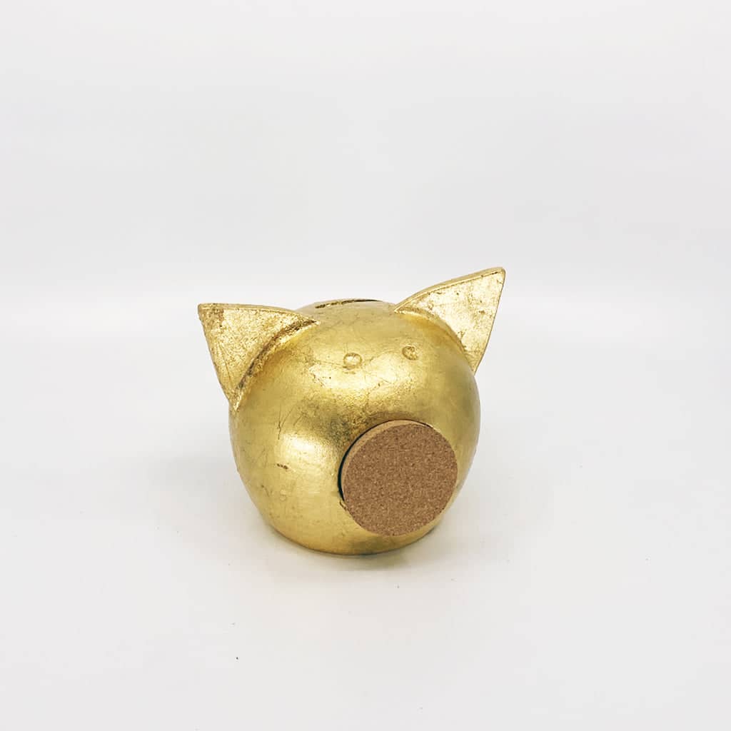 Handgemaakt keramische spaarpot varkentje  - goud