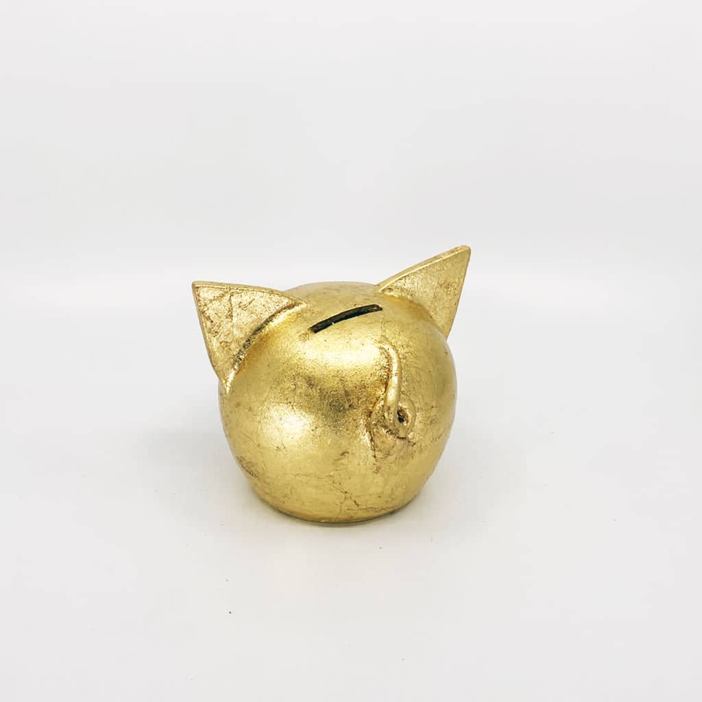 Handgemaakt keramische spaarpot varkentje  - goud
