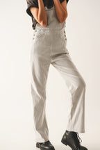 Jumpsuit overall - white with gray stripes