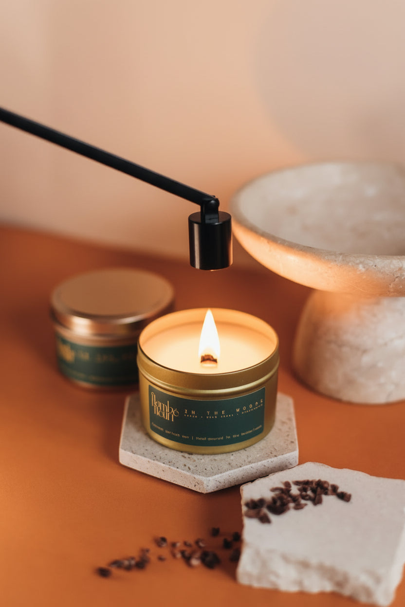 Geurkaars van wax - Cacao, Wild Sumac en Guaiac Wood