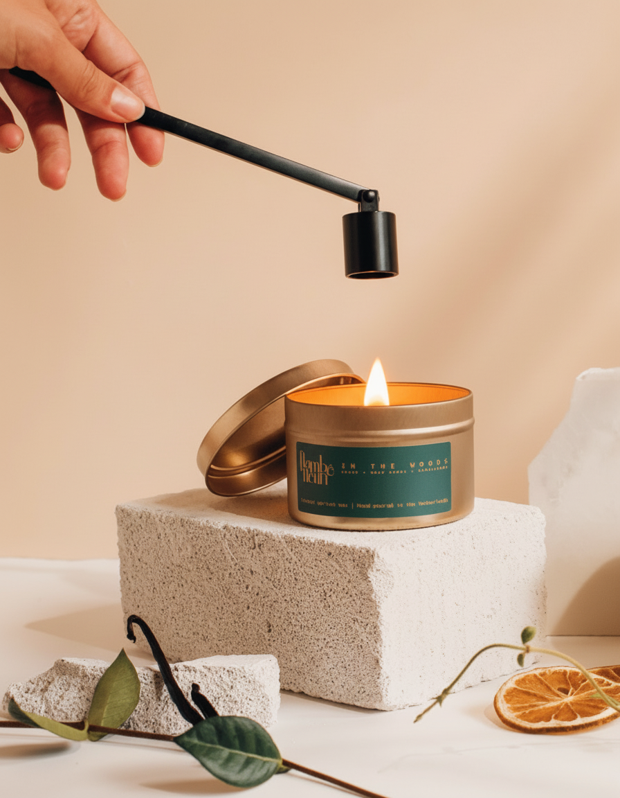 Geurkaars van wax - Cacao, Wild Sumac en Guaiac Wood