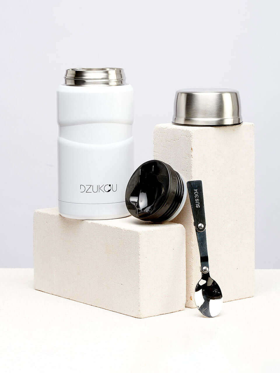 Lunch en yoghurt box voor onderweg van roestvrijstaal 750 ml - wit of zwart