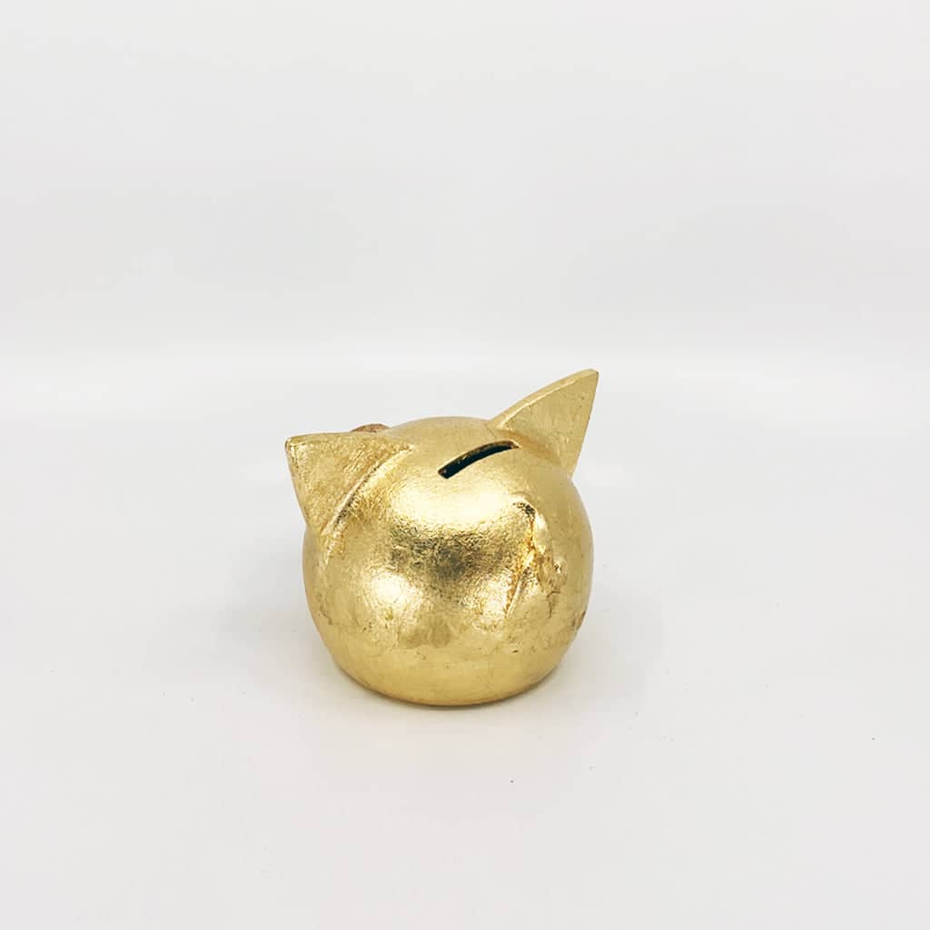 Handgemaakt keramische spaarpot varkentje  - goud