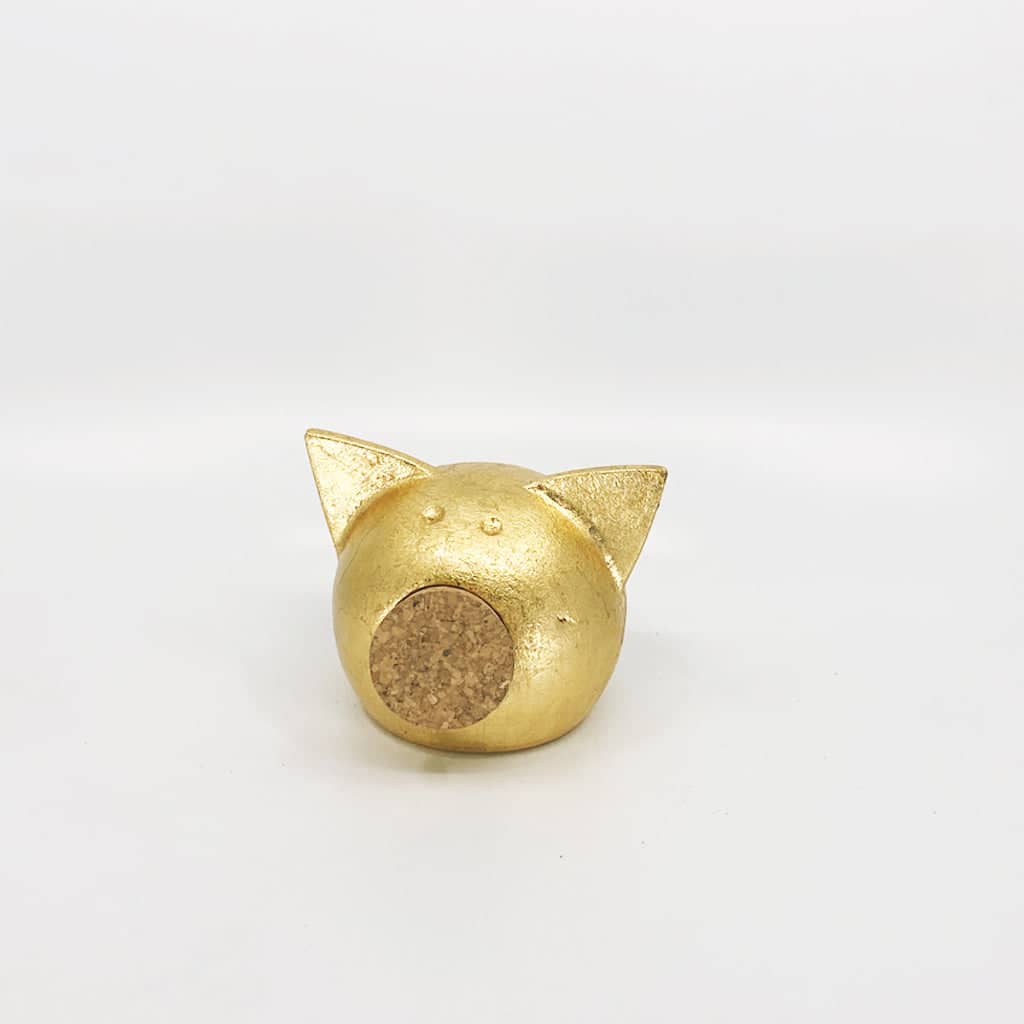 Handgemaakt keramische spaarpot varkentje  - goud