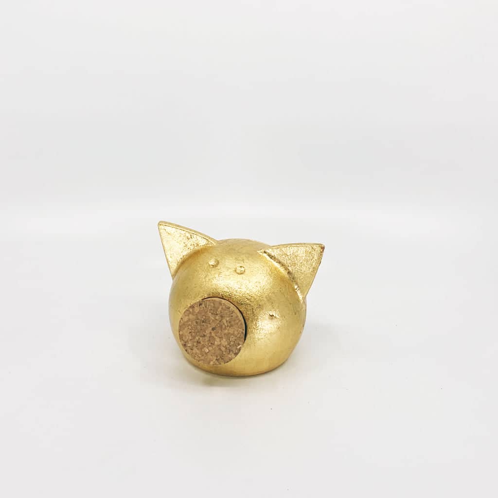 Handgemaakt keramische spaarpot varkentje  - goud