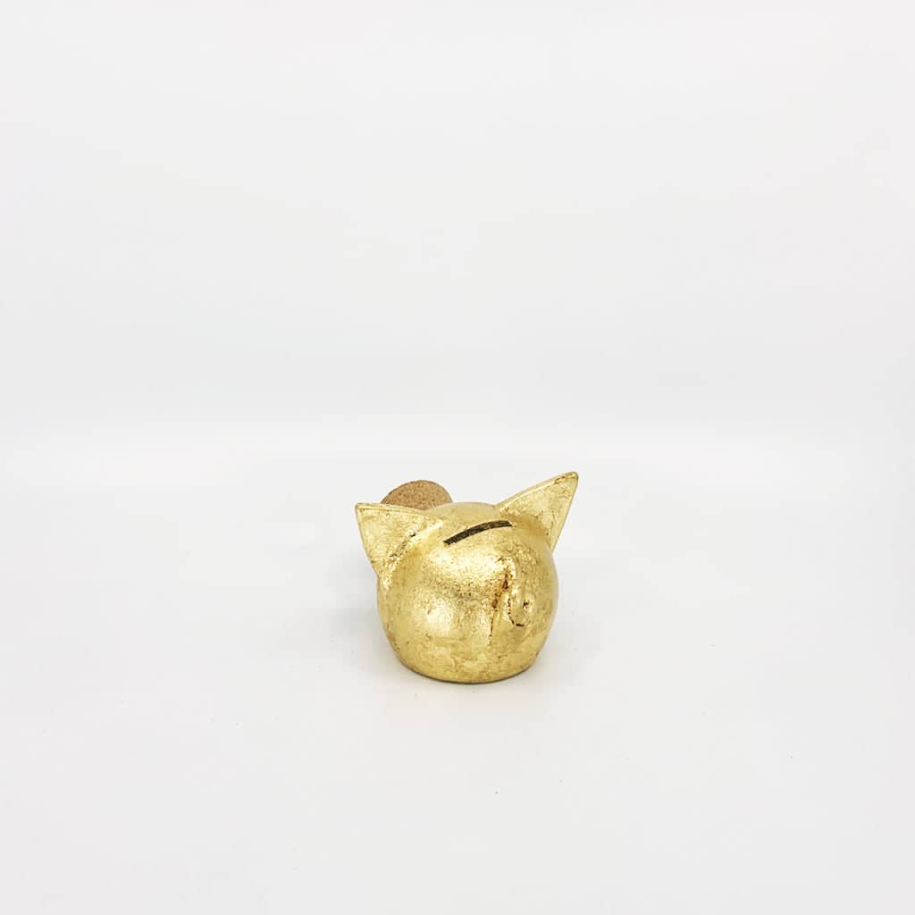 Handgemaakt keramische spaarpot varkentje  - goud