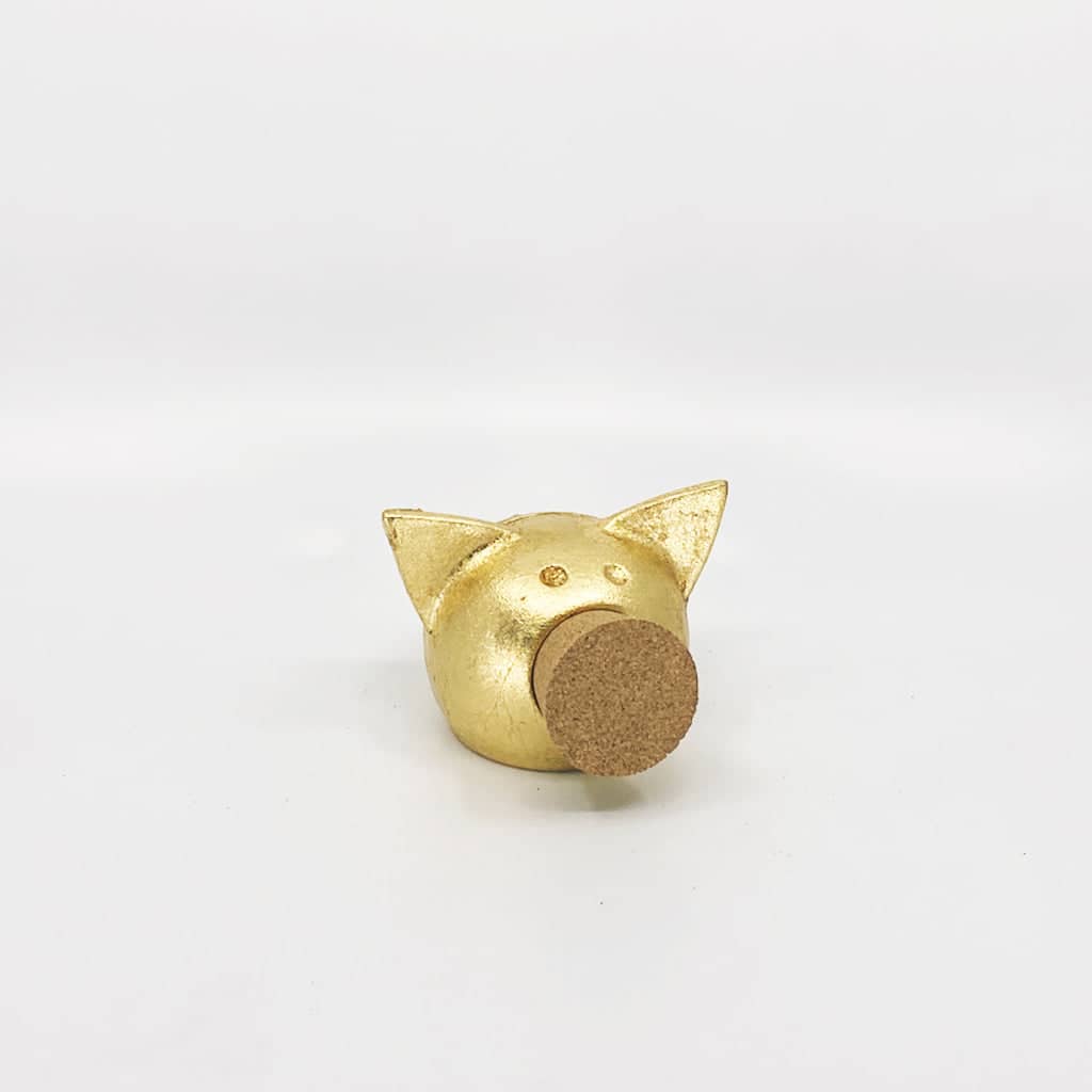 Handgemaakt keramische spaarpot varkentje  - goud